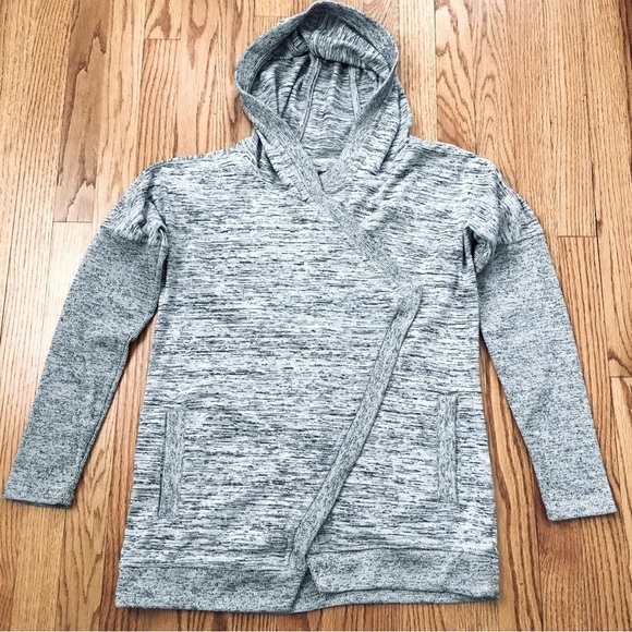 Athleta Gray Blissful Hooded Open Front wrap Sweater Cardigan - Picture 14 of 16